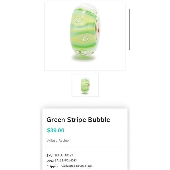Trollbeads Green Stripe Bubble Charm - Picture 4 of 4